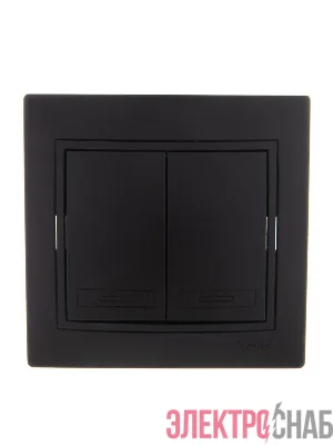 Выключатель 2-кл. 1п СП Mira 10А IP20 со вставкой черн. бархат LEZARD 701-4242-101