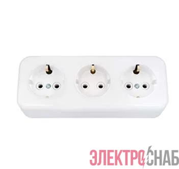 Розетка 3-м ОП с заземл. бел. БЕЛТИЗ РА16-243