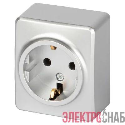 Розетка Эксперт 11-2203-03 2P+E Schuko IP20 16А-250В ОУ алюм. Эра Б0063020