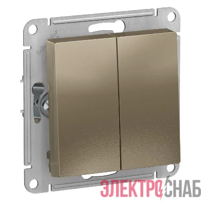 Выключатель 2-кл. СП AtlasDesign 10А IP20 (сх. 5) 10AX механизм шампань SE ATN000551
