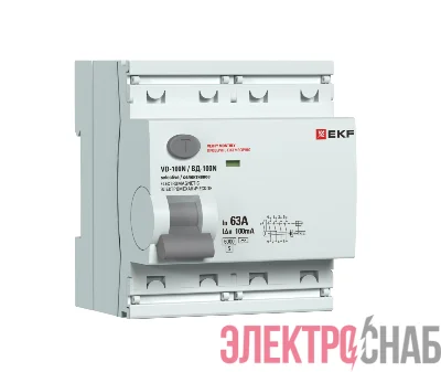 Выключатель дифференциального тока 2п 63А 100мА тип AC 6кА ВД-100N (S) электромех. PROxima EKF E1026MS63100