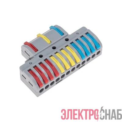 Клемма СМК 3х4 проходная разветвительная 3 полюса с монтажной площадкой (1 ввод 4 вывода на полюс) Rexant 07-5248