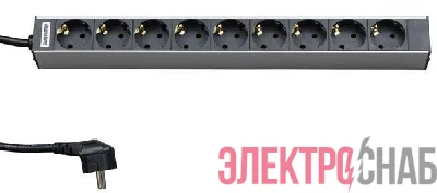 Блок розеток SHT19-9SH-2.5EU для шкафов 19дюйм горизонт. 9 универс. розеток 16А шнур 2.5м Hyperline 26449