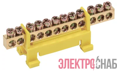 Шина PE &quot;земля&quot; на DIN-изол. &quot;Стойка&quot; ШНИ 6х9-12-С-Ж IEK YNN10-69-12P-K05