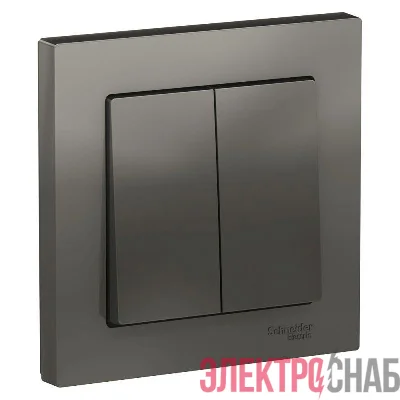 Выключатель 2-кл. СП AtlasDesign 10А IP20 (сх. 5) 10AX в сборе сталь SE ATN000952