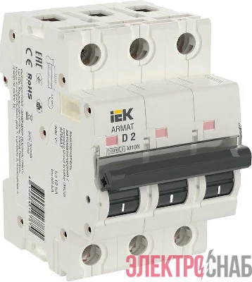 Выключатель автоматический модульный 3п D 2А M10N ARMAT IEK AR-M10N-3-D002