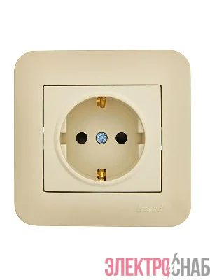 Розетка 1-м СП ASTI 16А IP20 с заземл. защ. шторки термопласт в сборе крем. LEZARD 7081-0303-124B