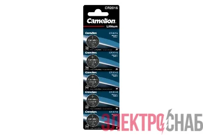 Элемент питания литиевый CR2016 BL-5 (блист.5шт) Camelion 1593
