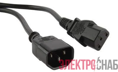 Кабель питания PWC-IEC13-IEC14-1.0-BK монитор-компьютер IEC 320 C13 - IEC 320 C14 (3х0.75) 10А прямая вилка 1м Hyperline 43793