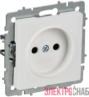 Розетка BRITE РС10-1-0-БрАБ 10А без заземл. без защ. шторок механизм арктич. бел. IEK BR-R10-10-K91