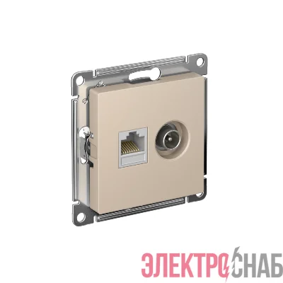Розетка компьютерная + телевизионная 2-м СП AtlasDesign RJ45 кат.5E + TV механизм песочн. SE ATN001289