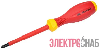 Отвертка диэлектрическая крестовая PZ2х100 K3 1000В ARMA2L 3 IEK A2L3-SC30-K3-PZ-20-100