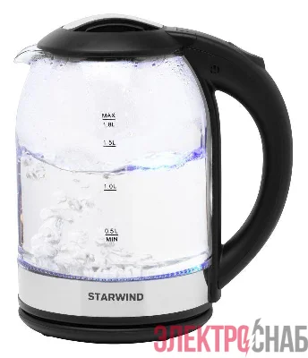 Чайник 1.8л. 1800Вт (стекло) черн./серебр. SKG2051 STARWIND 1507375