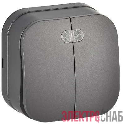 Выключатель 2-кл. ОП GLORY ВС20-2-1-ХСм 10А с индикацией сталь матов. IEK EVH21-K46M-10