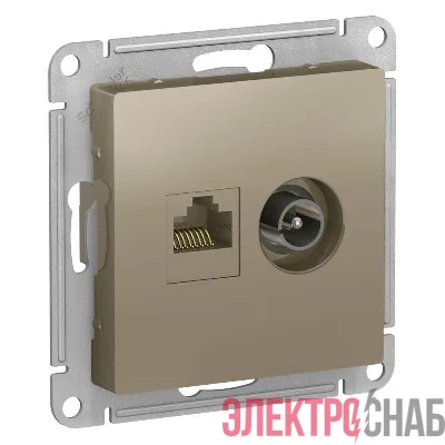 Механизм розетки компьютерной + TV 2-м AtlasDesign RJ45 кат.5E + TV шампань SchE ATN000589