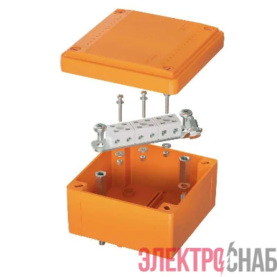 Коробка ответвительная FS 100х100х50мм 6р 450В 6А 4кв.мм с гладкими стенками и клеммн. IP56 пластик. DKC FSB10604
