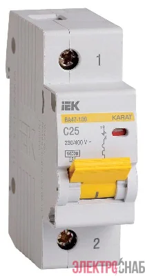 Выключатель автоматический модульный 1п C 25А 10кА ВА47-100 KARAT IEK MVA40-1-025-C