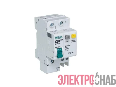 Выключатель автоматический дифференциального тока 2п (1P+N) C 20А 30мА тип AC ДИФ-101 со встроен. защит. от сверхтоков DEKraft 15158DEK