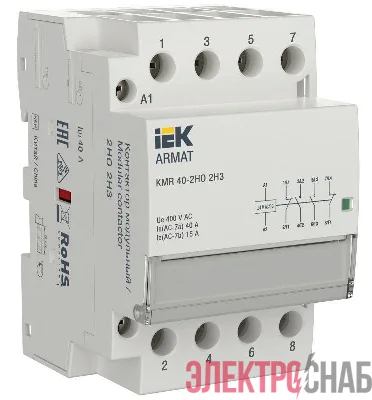 Контактор модульный KMR 40А 24В AC/DC 2НО 2НЗ ARMAT IEK AR-KMR20-040-22-024