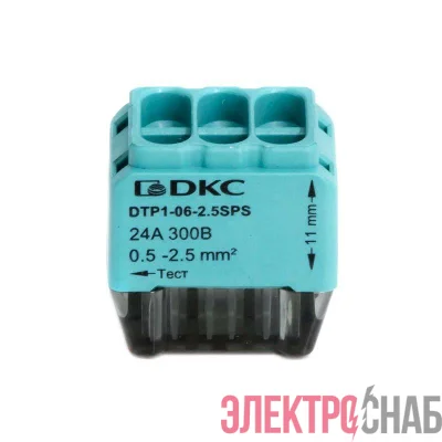 Клеммная колодка на 6 проводника до 2 5кв.мм. на токи до 24А DKC DTP1-06-2.5SPS