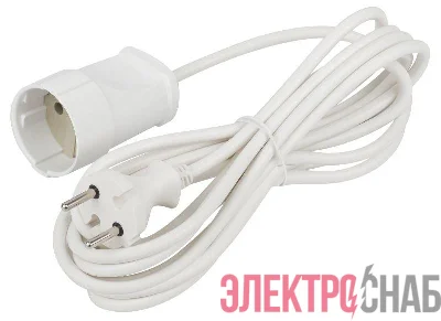 Удлинитель-шнур 1х5м без заземл. 6А IP20 UX(6)-1-5m ПВС 2х0.75 Эра Б0039820