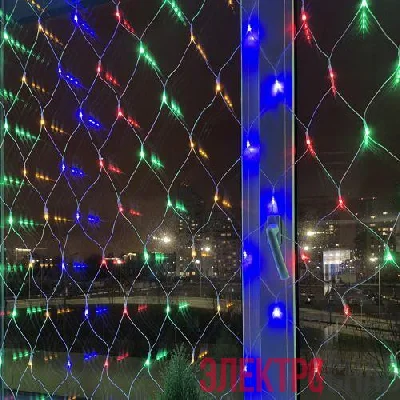 Гирлянда светодиодная &quot;Сеть&quot; 1.8мх1.5м мультирежим 220В IP20 мультиколор ЭРА Б0041901
