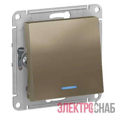 Механизм переключателя проходного 1-кл. СП AtlasDesign 10А IP20 (сх. 6а) 10AX с подсветкой шампань SchE ATN000563