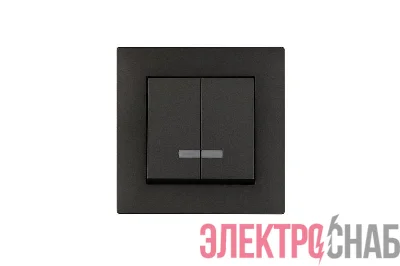 Выключатель 2-клав. с подсветкой Karea RIZZ STAR дым. металлик Makel 88050023