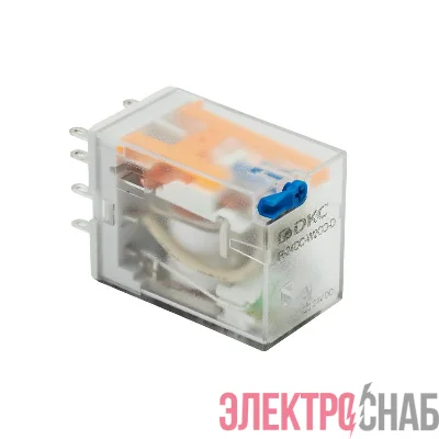 Реле миниатюрное промышленное общего назначения 2CO ком. ток 12А AgSnO2 напряжение 24В DC опция: тест-кнопка+светодиод+защитный диод DKC IR-24DC-W2CO-D