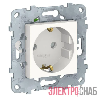 Механизм розетки UNICA NEW защ. шторки с заземл. с быстрозажим. клеммами 16А 250В бел. SchE NU505718