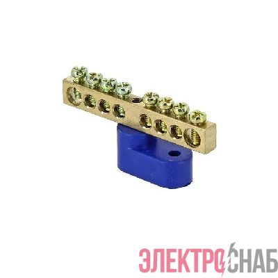 Шина нулевая N 6х9 8 отвер. латунь син. угловой изолятор PROxima EKF sn0-63-08-1
