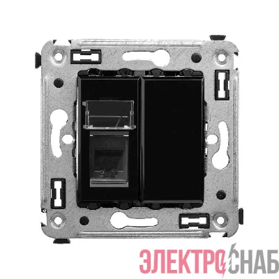 Розетка телефонная 1-м СП Avanti "Черный квадрат" RJ12 DKC 4402313