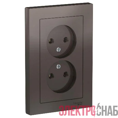 Розетка 2-м СП AtlasDesign 16А IP20 без заземл. в сборе мокко SE ATN000620