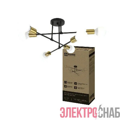 Светильник LOFT EASY-6E27-BLT 6хE27 потолочн. под лампу; латунь черн. IN HOME 4690612062655