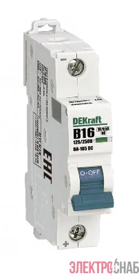 Выключатель автоматический модульный 1п B 16А 10кА ВА-105 DC DEKraft 13355DEK