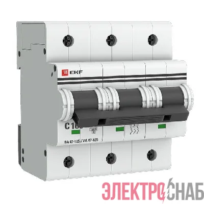 Выключатель автоматический модульный 3п C 100А 15кА ВА 47-125 PROxima EKF mcb47125-3-100C