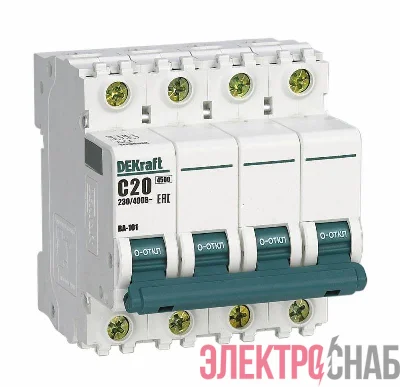 Выключатель автоматический модульный 4п C 20А 4.5кА ВА-101 DEKraft 11091DEK