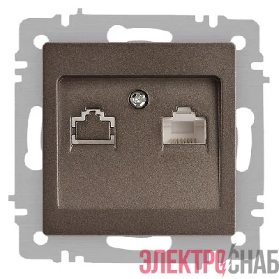 Розетка компьютерная 1-м СП Accent 6-303-08 RJ45 IP20 бронза Intro Б0063639