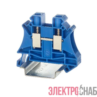 Клемма проходная винтовой зажим 2 точки подключения 10кв.мм син. DKC TUR-10-BU