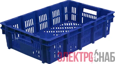 Ящик для заморозки 600х400х150 конусный,перф. синий 216 216