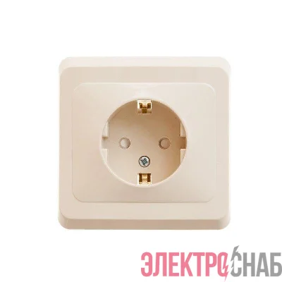 Розетка 1-м СП Этюд 16А IP20 250В с заземл. защ. шторки крем. SE PC16-004K