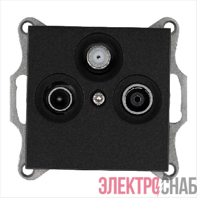 Розетка телевизионная оконечная TV + FM + SAT 3-м Ф9.5мм механизм антрацит Jasmart G6206B