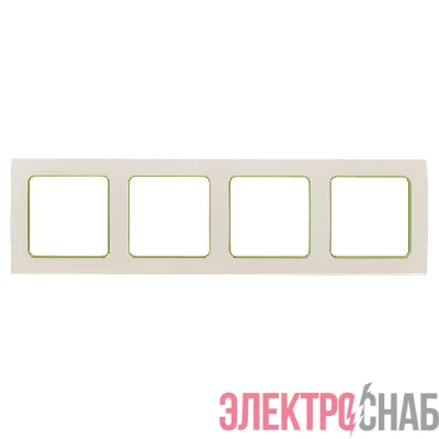 Рамка 4-м Стокгольм бел. с линией цвета зел. PROxima EKF EAM-G-303-10