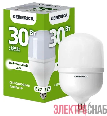 Лампа светодиодная HP 30Вт 4000К E27 230В GENERICA LL-HP-30-230-40-E27-G