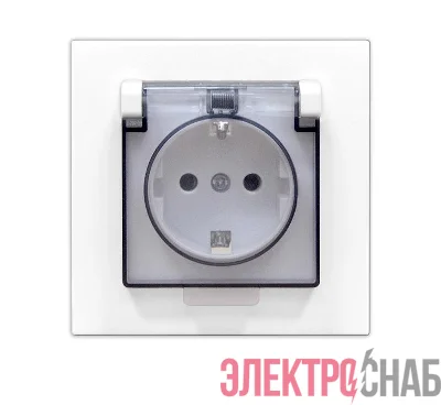 Розетка 1-м СП Афина 16А IP20 с заземл. с прозр. крышкой в сборе бел. Universal A0030