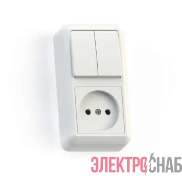 Блок комбинированный ОП БКВР-404 Оптима (2-кл. выкл. + розетка) бел. Кунцево 8062