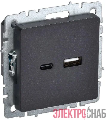 Розетка BRITE USB A+C 18Вт РЮ11-1-БрЧ механизм черн. IEK BR-U22-018-K02