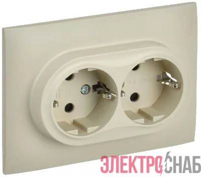 Розетка 2-м SKANDY 16А с заземл. защ. шторки в сборе SK-R07B беж. IEK SK-R24-16-K10-F