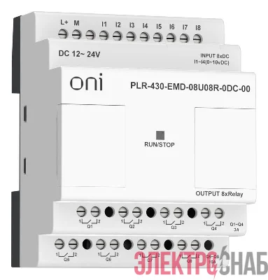 Модуль расширения входов выходов ПЛК 430 4 DI 4 UI (0-10В/DI) 8 RO 24В DC ONI PLR-430-EMD-08U08R-0DC-00