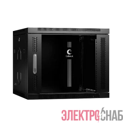 Шкаф телекоммуникационный настенный SH-05F-9U60/35-BK 19дюйм 9U 600х350х501мм дверь стекло черн. (RAL 9004) Cabeus 8610c
